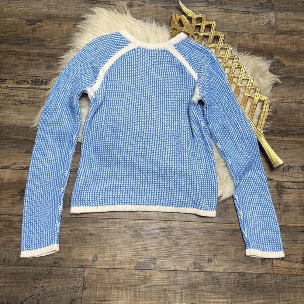 Lilly Pulitzer Blue White Knit Crewneck Sweater - Picture 9 of 9